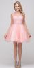 High Neck Bejeweled Bodice Mesh Short Homecoming Dress in Blush